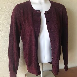 Talbots Petites Medium Red Sparkly Cardigan